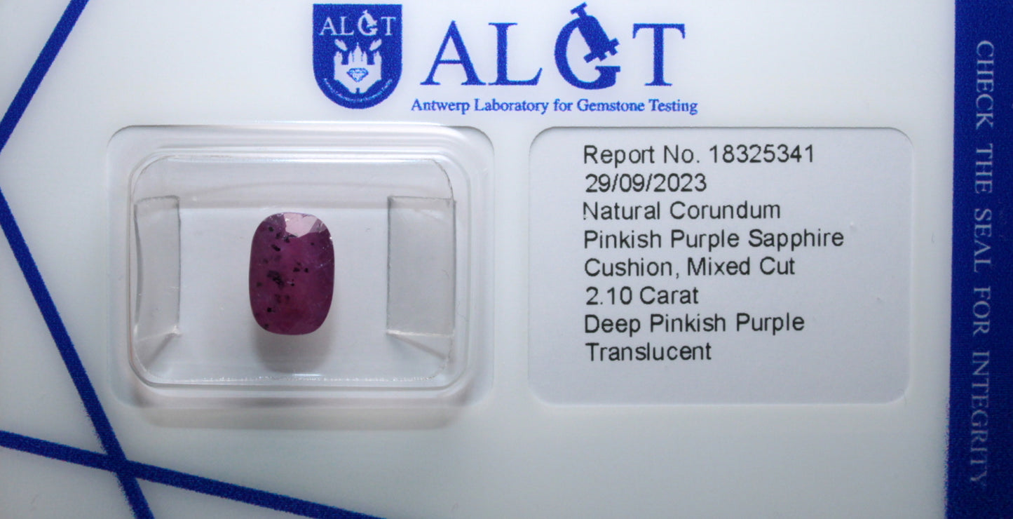 Pinkish Purple Sapphire 2.10 ct. Not Enhanced with Excellent Cut Grade and Certificate