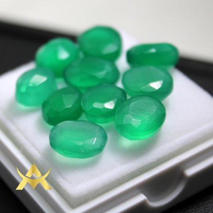 Loose Natural Green Onyx 10 PCs, Not Enhanced, Clarity SI and Cut Grade Very Good for Ring, Pendant and ...