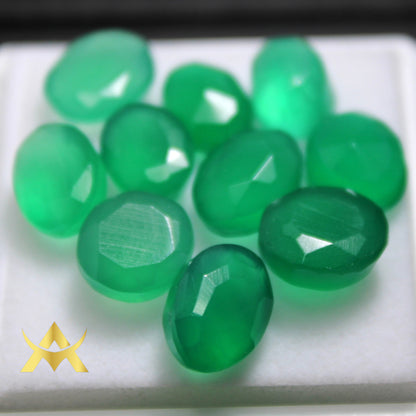 Loose Natural Green Onyx 10 PCs, Not Enhanced, Clarity SI and Cut Grade Very Good for Ring, Pendant and ...