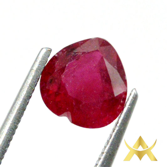 Ruby Heart Cut, Transparent with SI1 Clarity and Very Good cut Grade