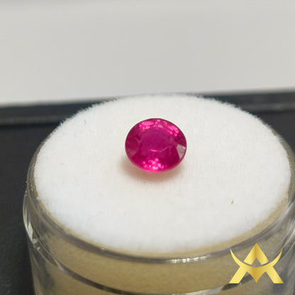 Natural Ruby 1.42 ct. Round facetted, Transparent and enhanced with VVS1 Clarity