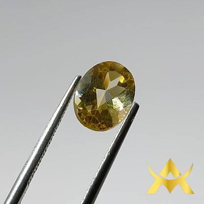 Yellow Quartz 1.78 ct. Not Enhanced, Oval facetted with IF Clarity and Transparent Transparency