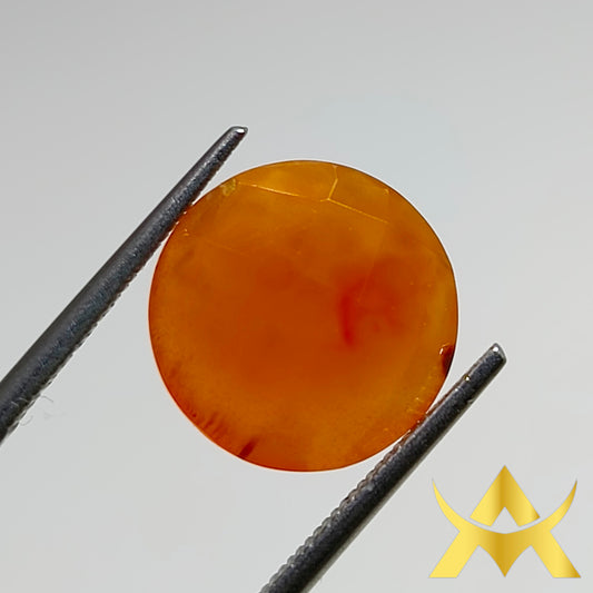 Carnelian 4.28 ct. Round Rosé Cut, Not Enhanced, Translucent and SI Clarity