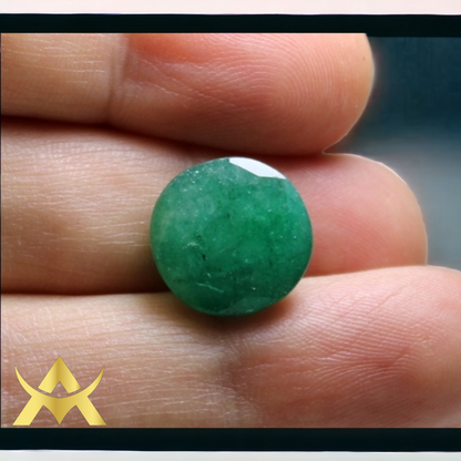 Natural Brazil Emerald 11.74 ct. Round facetted, not enhanced with Opaque Quality