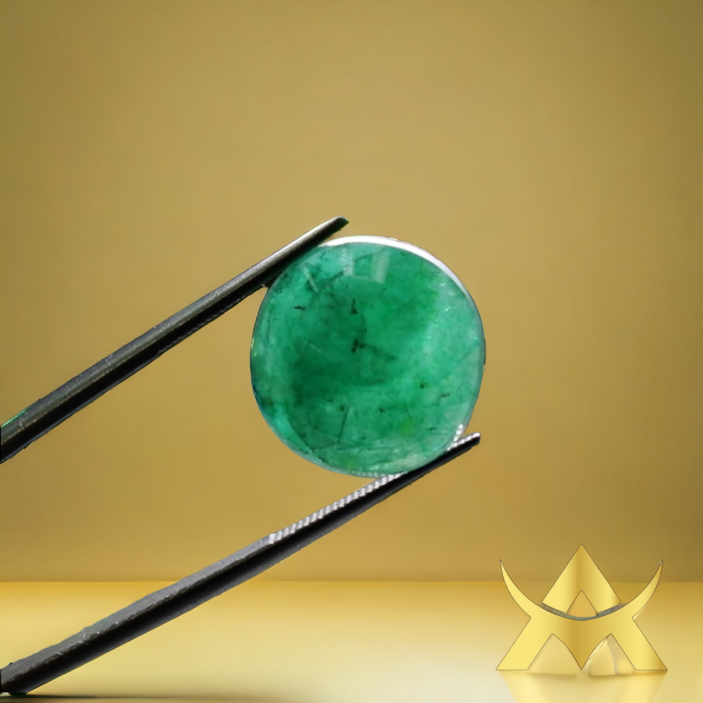 Natural Brazil Emerald 11.74 ct. Round facetted, not enhanced with Opaque Quality