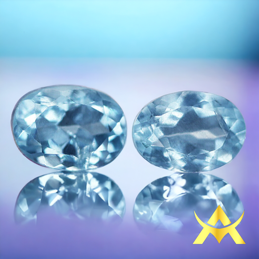 Natural Aquamarine Pair Unheated and Untreated with IF Clarity and Loup Clean