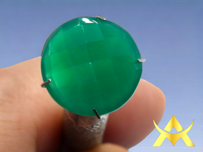 Green Onyx Round Rosé Cut, Translucent with AA+ Quality