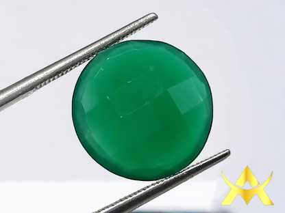 Green Onyx Round Rosé Cut, Translucent with AA+ Quality