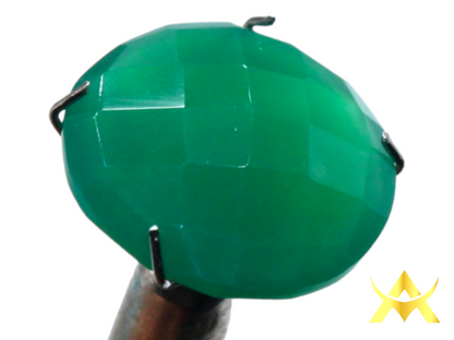 Green Onyx Round Rosé Cut, Translucent with AA+ Quality