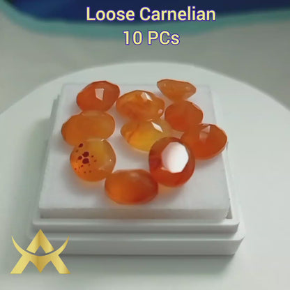 Natural Carnelian Lot 10 PCs with Transparent and Translucent Transparency and SI Clarity