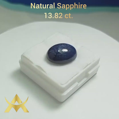 Natural Sapphire 13.82 ct. Translucent and enhanced, a big stone for collection or Juwellery