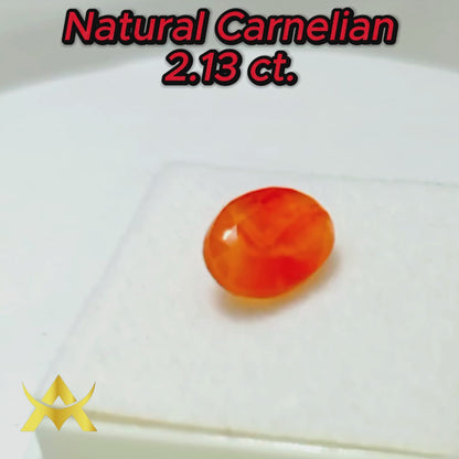 Natural Carnelian Stone 2.13 ct. Oval facetted, Unheated and Untreated, perfect for Juwellery and investition