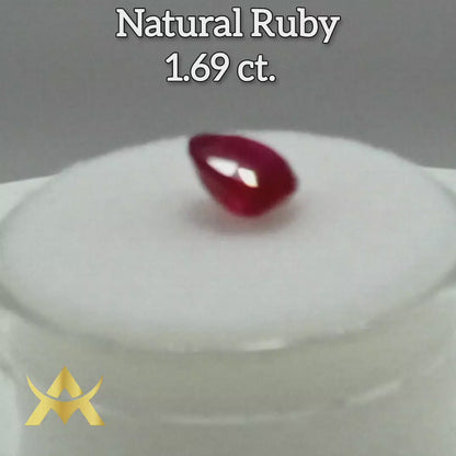 Ruby Heart Cut, Transparent with SI1 Clarity and Very Good cut Grade