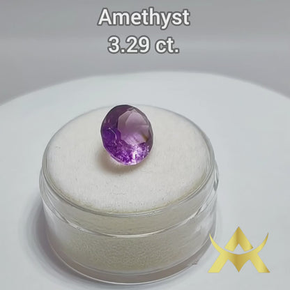 Amethyst with 3.29 ct. Weight and IF Clarity, Not Enhanced With Transparent Transparency