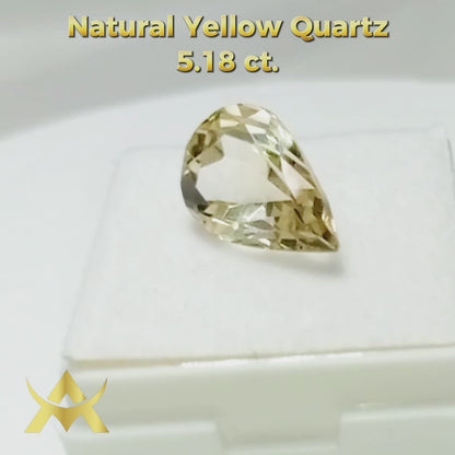 Natural Yellow Quartz 5.18 ct. Pear Shape, IF Clarity with Excellent Cut Grade