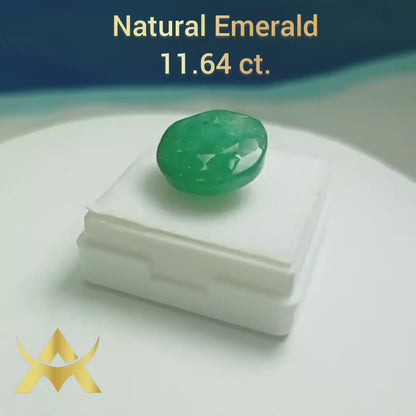 Natural Brazil Emerald 11.74 ct. Round facetted, not enhanced with Opaque Quality