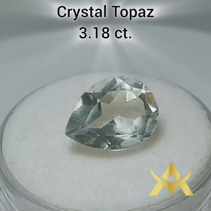 Crystal Topaz 3.18 ct. IF Clarity, Transparent and not Enhanced with very Good Quality