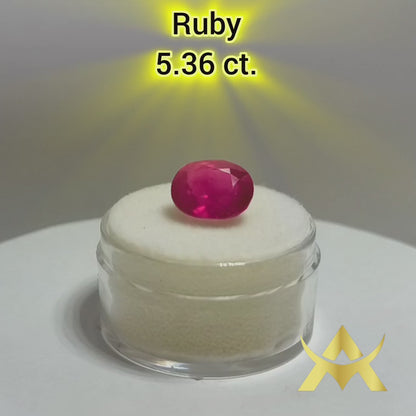 Natural Ruby 5.36 ct. VVS1 Clarity, Transparent, Enhanced with Very Good Quality