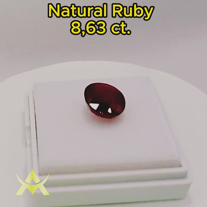 Natural Ruby 8.63 ct. Transparent, SI Clarity with Cut grade Excellent