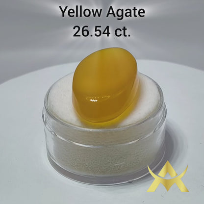 Yellow Agate 26.54 ct. Not Enhanced, Translucent with Excellent Cut Grade