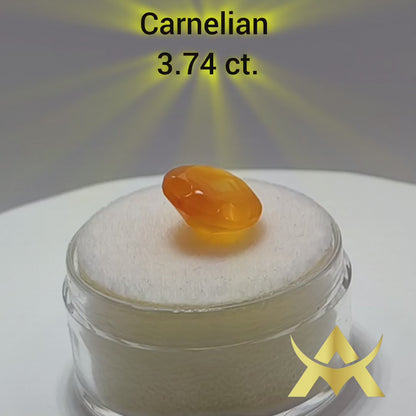 Carnelian 3.74 ct. Transparent, Not Enhanced, SI2 Clarity and Excellent Cut Grade