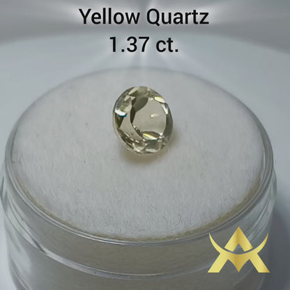 Yellow Quartz 1.37 ct. Transparent, Not Enhanced with IF Clarity and Round facetted