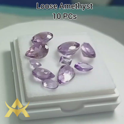 Loose Natural Amethyst with 10 Eye clean, Transparent and Excellent Cut Stone for your Juwellery