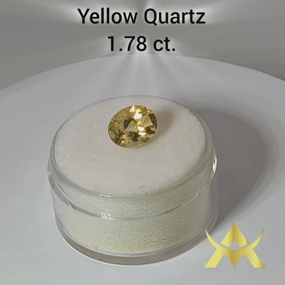 Yellow Quartz 1.78 ct. Not Enhanced, Oval facetted with IF Clarity and Transparent Transparency