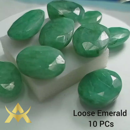 Loose Natural Emerald 10 PCs, Opaque Clarity, perfect for Rings and Pendats