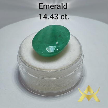 Natural Emerald 14.43 ct. Semi Translucent and Not Enhanced with Excellent Cut Grade