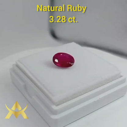 Natural Ruby 3.28 ct. Transparent, VS1 Clarity, enhanced and perfect for your Juwellery