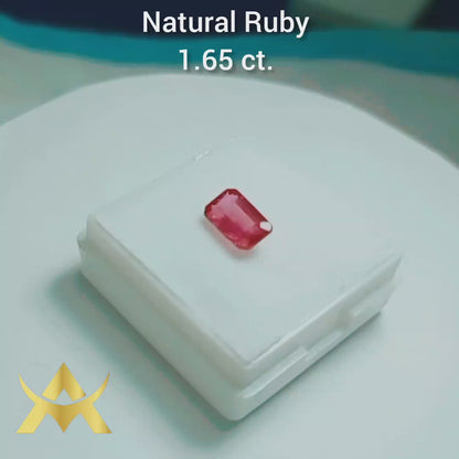 Natural Ruby Emerald Cut, Transparent, SI1, Enhaced, perfect for Ring or Pendant