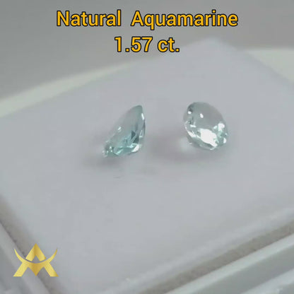 Natural Aquamarine Pair Unheated and Untreated with IF Clarity and Loup Clean